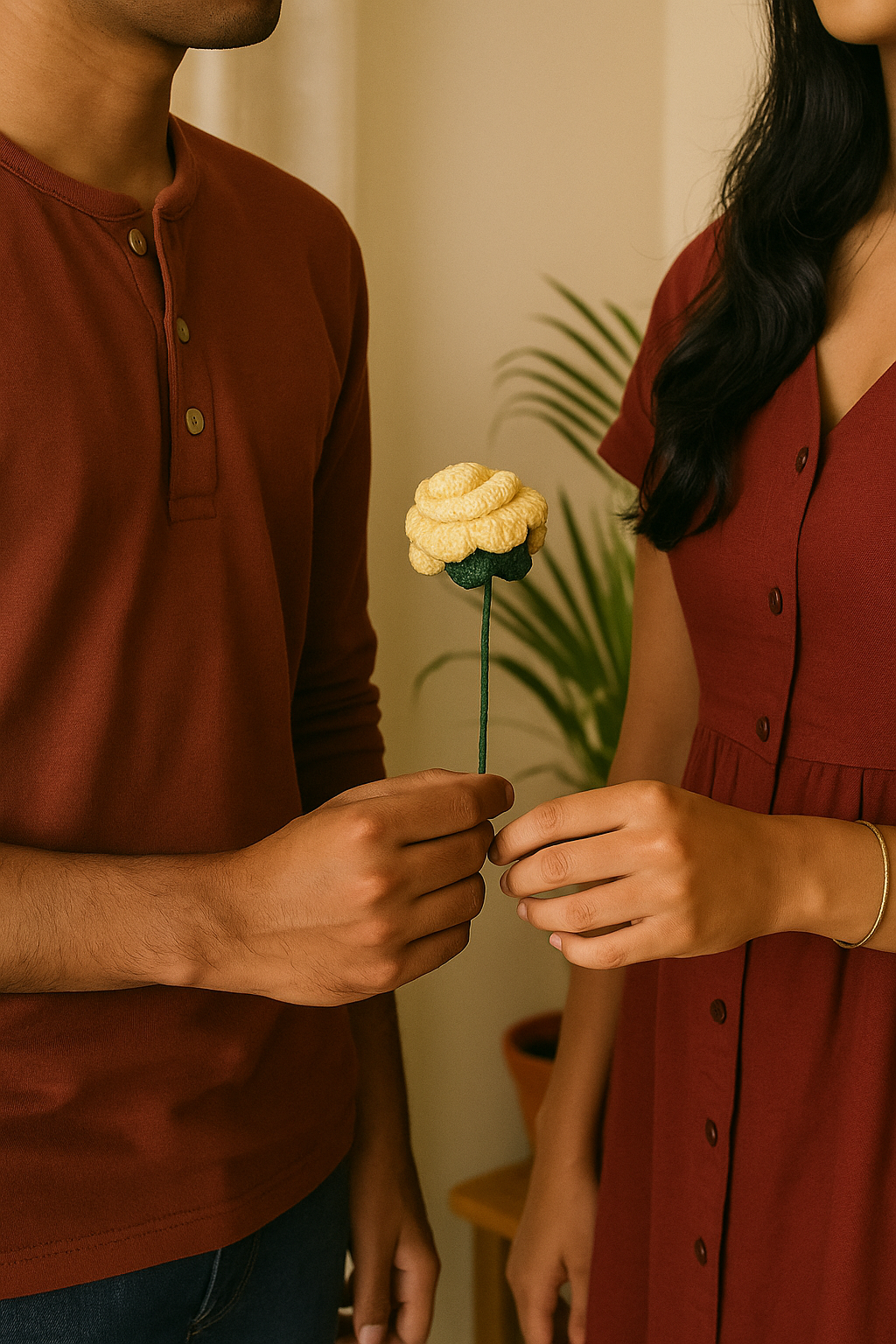 Handmade Crochet Yellow Rose