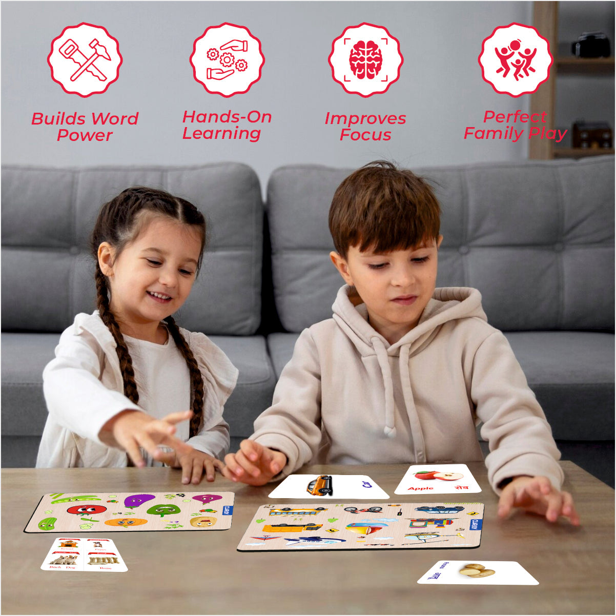 Wooden Learning Set | Flash Cards + Sorting Tray