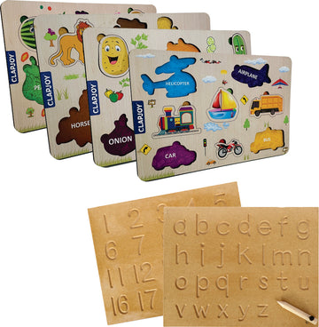 Wooden Educational Tray and Tracing Board Combo