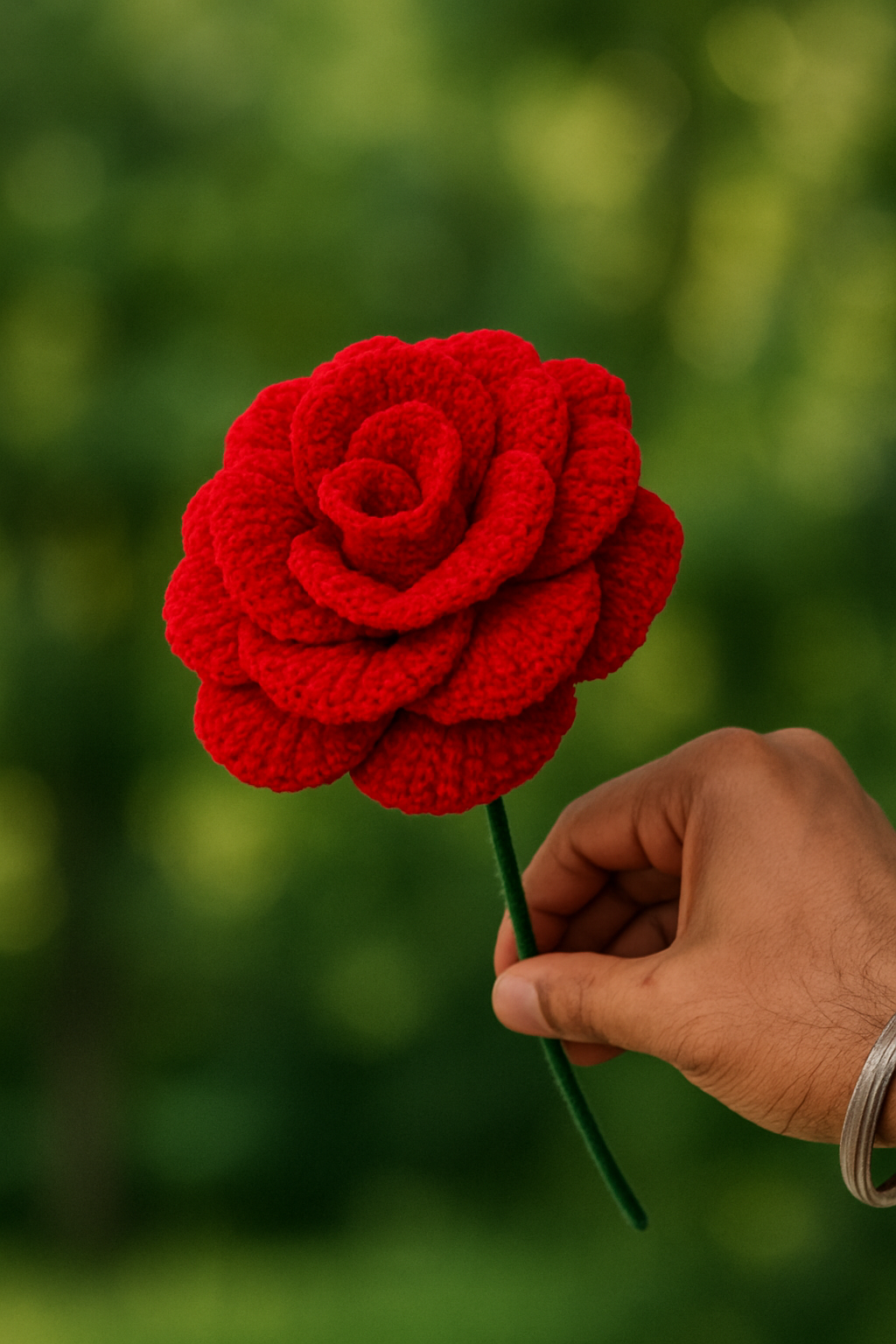 Handcrafted Crochet Big Red Rose Flower