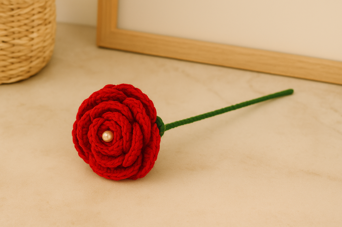 Handcrafted Crochet Red Rose