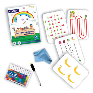 Pre School Activity Kit 72 Reusable Flash Cards for Kids