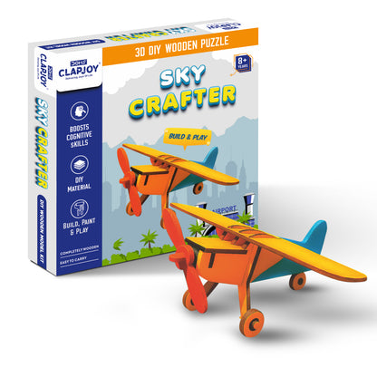 Sky Crafter 3D DIY Wooden Puzzle, Build and Play Airplane Model, Boosts Cognitive Skills, Ages 8+