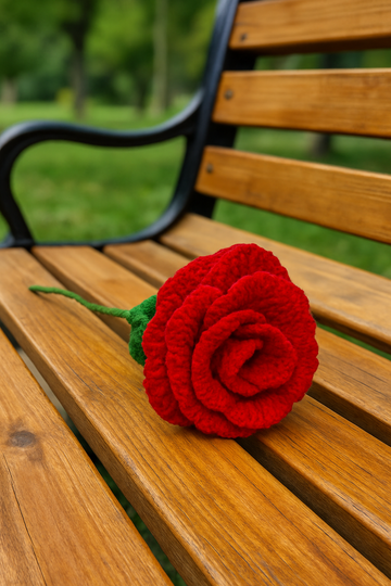 Handcrafted Crochet Big Red Rose Flower