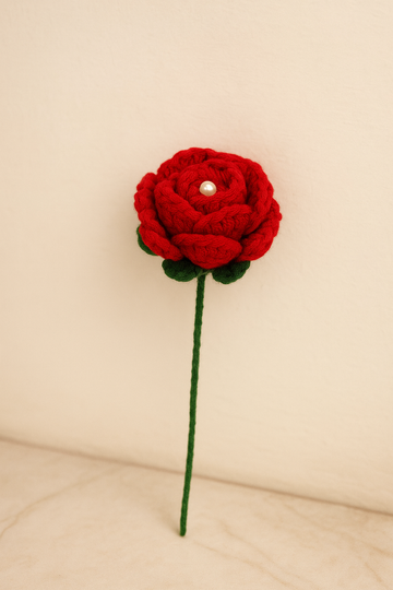 Handcrafted Crochet Red Rose