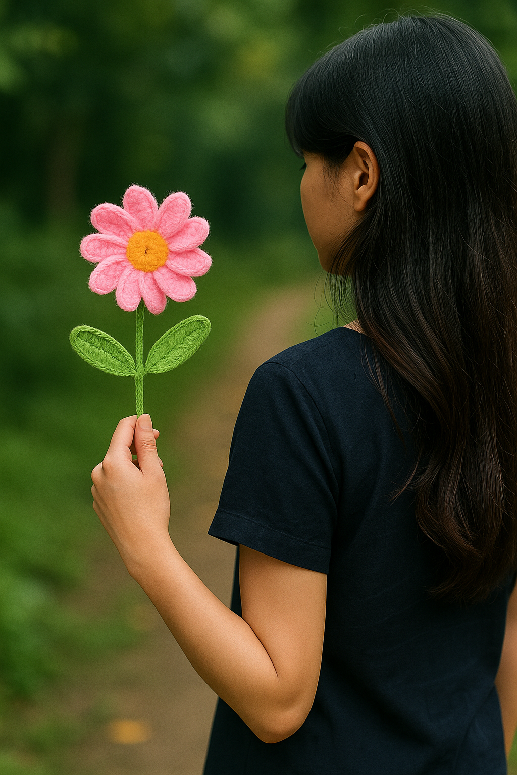 Handcrafted Crochet Pink Daisy
