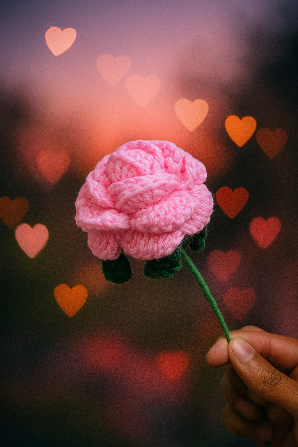 Handcrafted Crochet Pink Rose