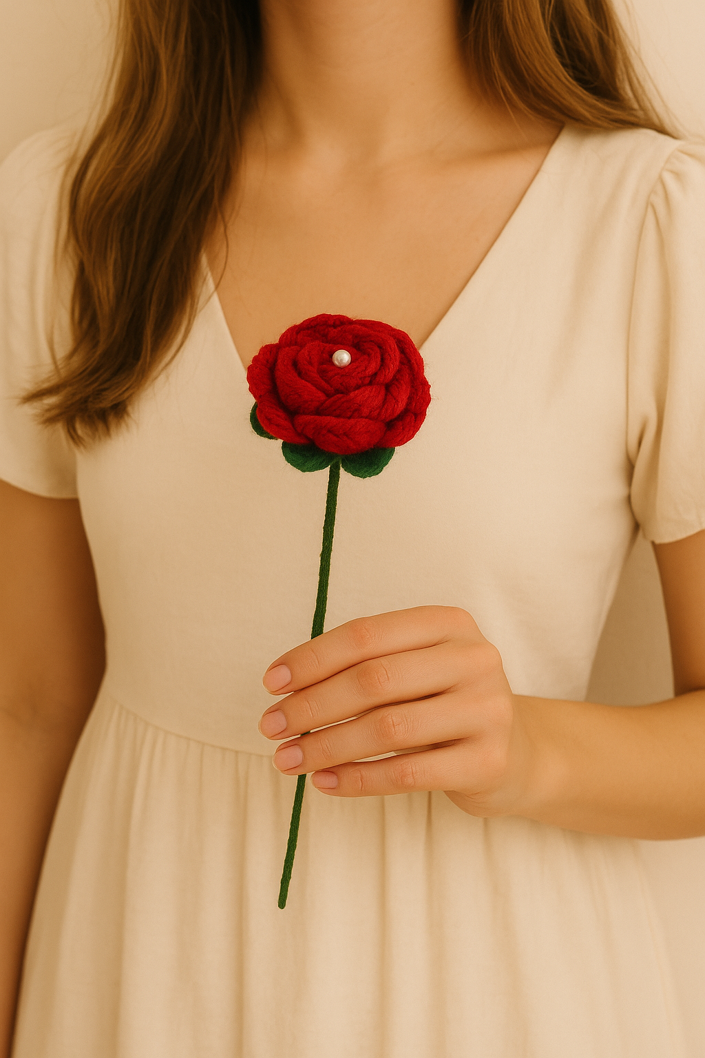 Handcrafted Crochet Red Rose
