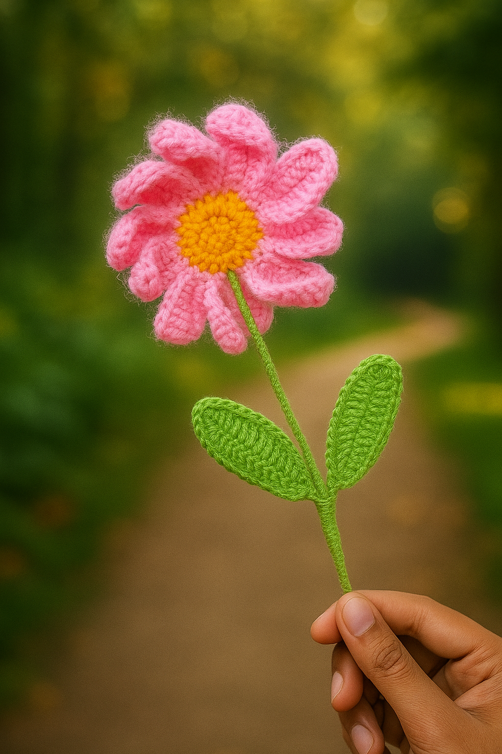 Handcrafted Crochet Pink Daisy