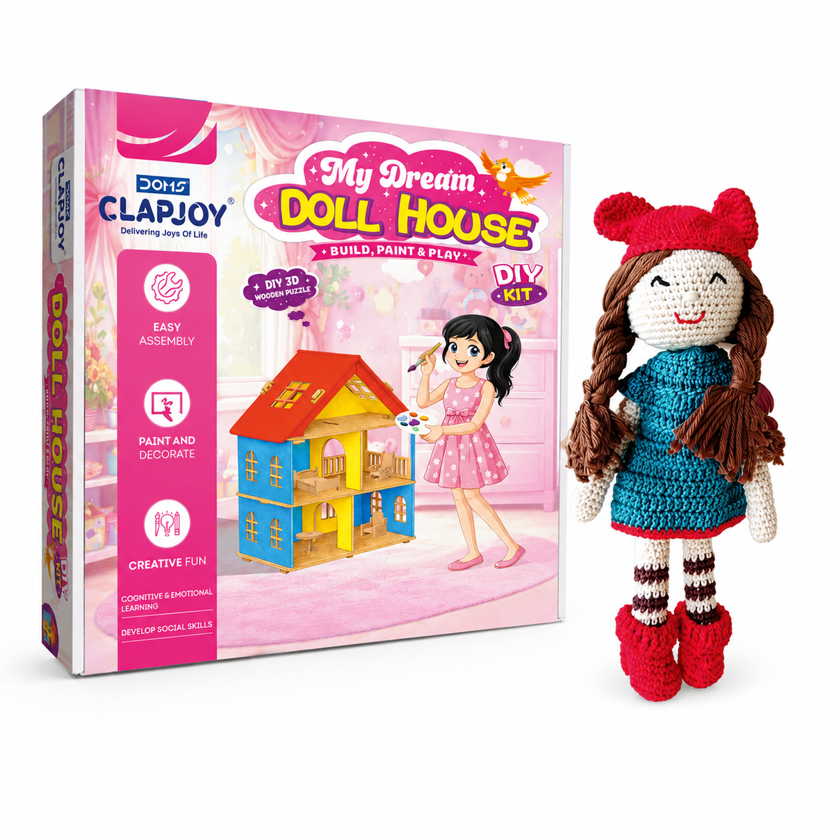 Crochet Doll and DIY Wooden Doll House (Combo)