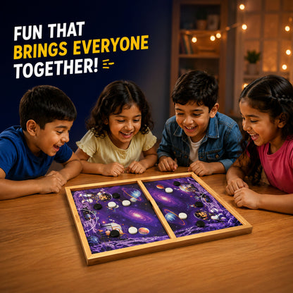 Slingo Space String Hockey Game for Kids | Rapid Action 2-Player Wooden Board Game | 4+ Years