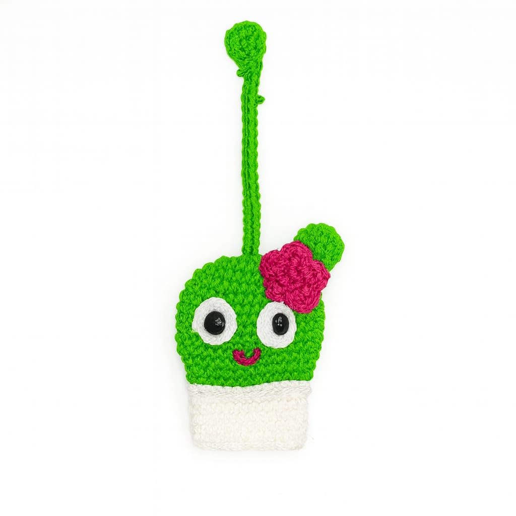 Clapjoy Handmade Crochet Cactus Keychain for Girls & Kids | Cute Wool Knitted Key Ring for Bags, Backpacks & Keys | Soft & Durable Crochet Keychain Accessory | Handmade Gift