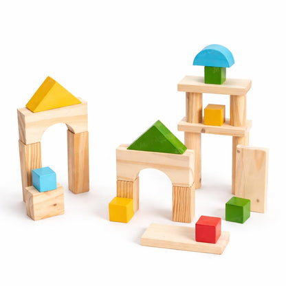 Wooden Building and Construction Blocks Set, Sequencing Toy Set, | Shape Matching, Educational,Learning Toy, Motor Skills & Educational Toy