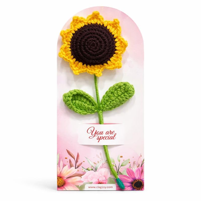 Handmade Crochet Pink Daisy Flower with Greeting Card | Artificial Forever Flower | Valentine, Anniversary & Birthday Gift