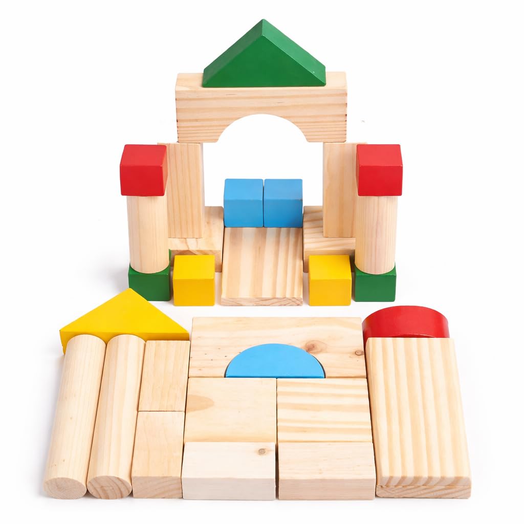 Wooden Building and Construction Blocks Set, Sequencing Toy Set, | Shape Matching, Educational,Learning Toy, Motor Skills & Educational Toy