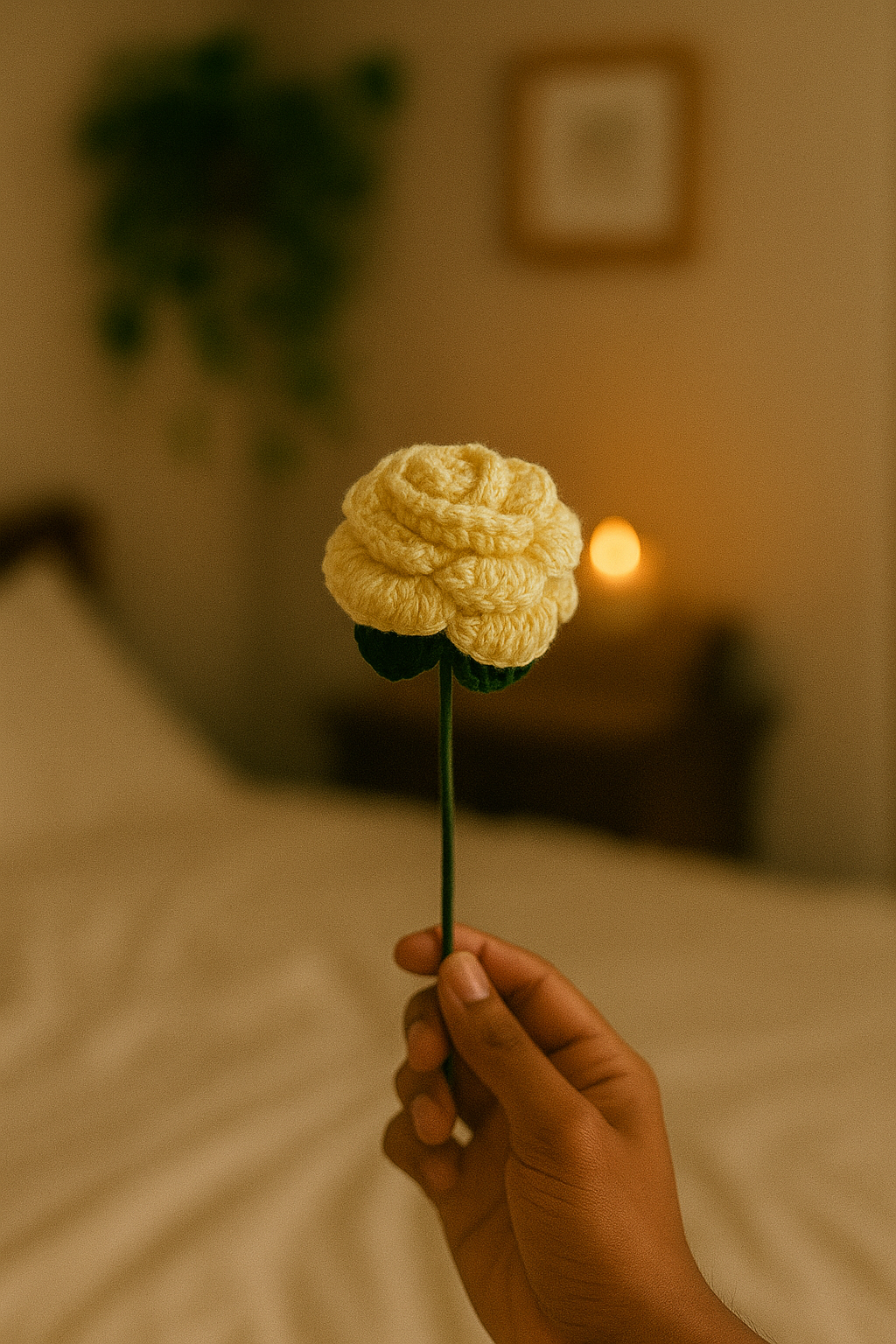 Handmade Crochet Yellow Rose