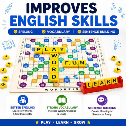 Clapjoy WordBrix Word Building Board Game, Spelling Skills, Vocabulary Building, Hands-On Learning