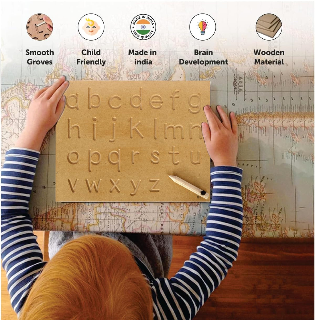 Wooden Educational Tray and Tracing Board Combo