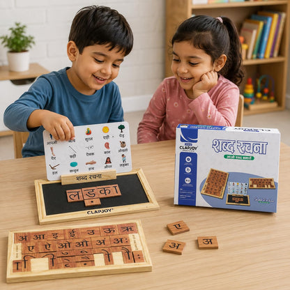 Shabd Rachna with Picture Spell Card – Hindi Varnamala Wooden Board Game