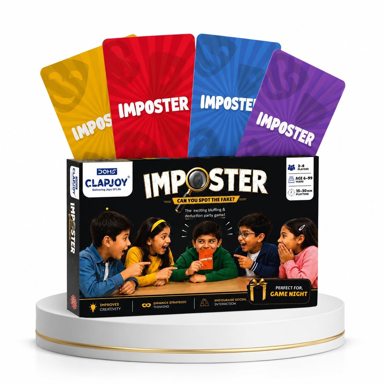 Board & Card Game – Imposter: Can You Spot The Fake? | 80 Cards | Bluffing & Deduction Party Game | Family Game Night | 15-30 Min Playtime | 2-8 Players | Gift for Ages 6, 7, 8, 9 & Up