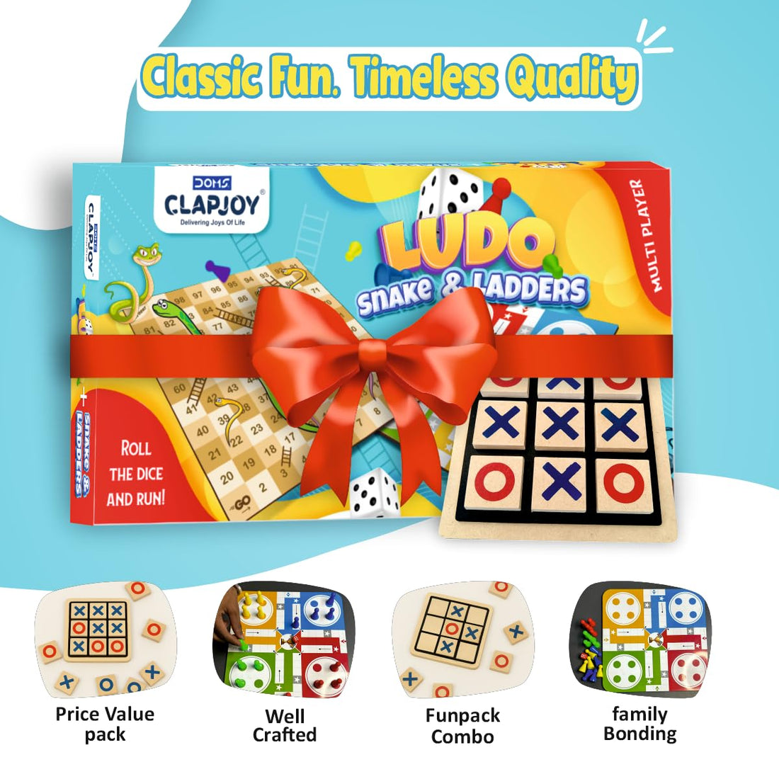 Ludo and Snakes & Ladders and Tic Tac Toe Combo