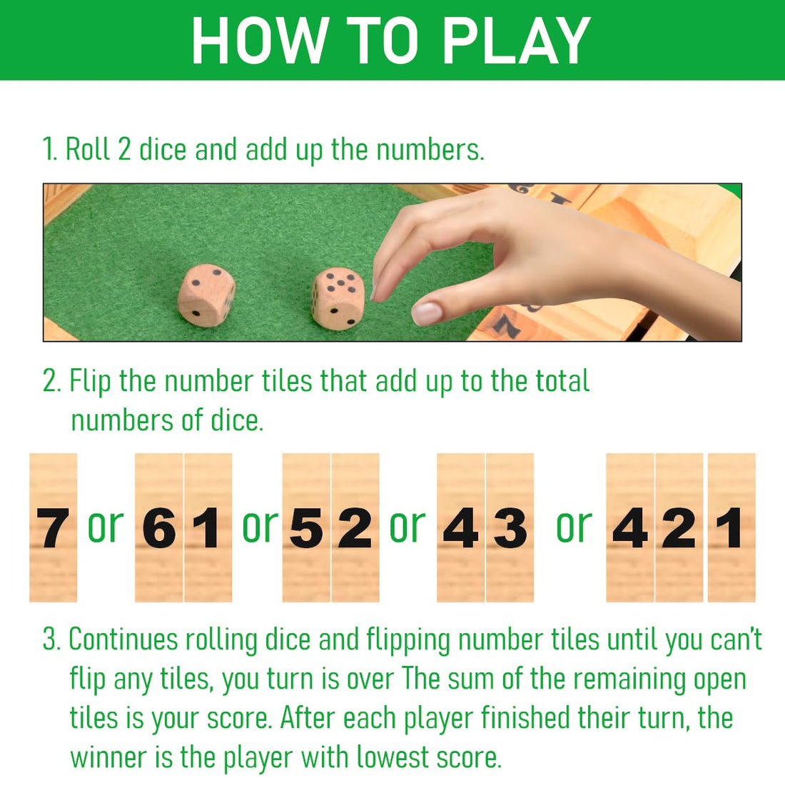 Shut The Box Wooden Dice