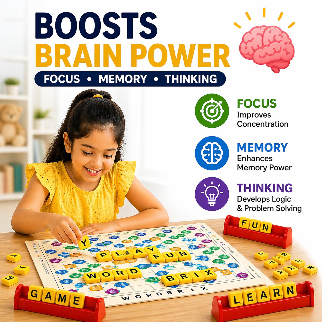 Clapjoy WordBrix Word Building Board Game, Spelling Skills, Vocabulary Building, Hands-On Learning