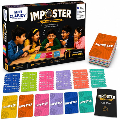 Board & Card Game – Imposter: Can You Spot The Fake? | 80 Cards | Bluffing & Deduction Party Game | Family Game Night | 15-30 Min Playtime | 3-8 Players | Gift for Ages 6, 7, 8, 9 & Up