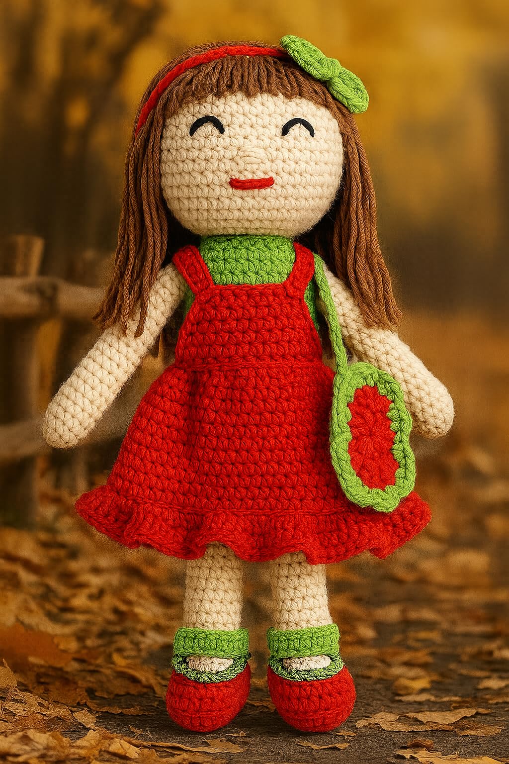 Crochet Handmade Doll Toy with Removable Dress | Soft Cotton Knitted Doll for Girls | Pretend Play, Gift & Room Decor (Red Dress Doll)