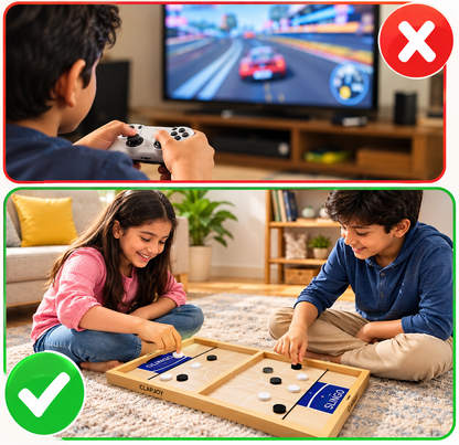 3-in-1 Wooden Slingo Game with Ludo & Snakes and Ladders | Family Board Game for Kids & Adults