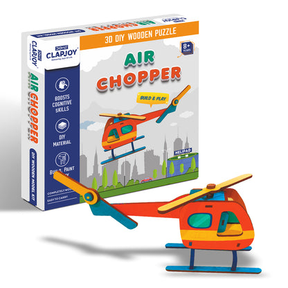 Air Chopper 3D DIY Wooden Puzzle, Build and Paint Activity, Boosts Cognitive Skills, 8+ Years
