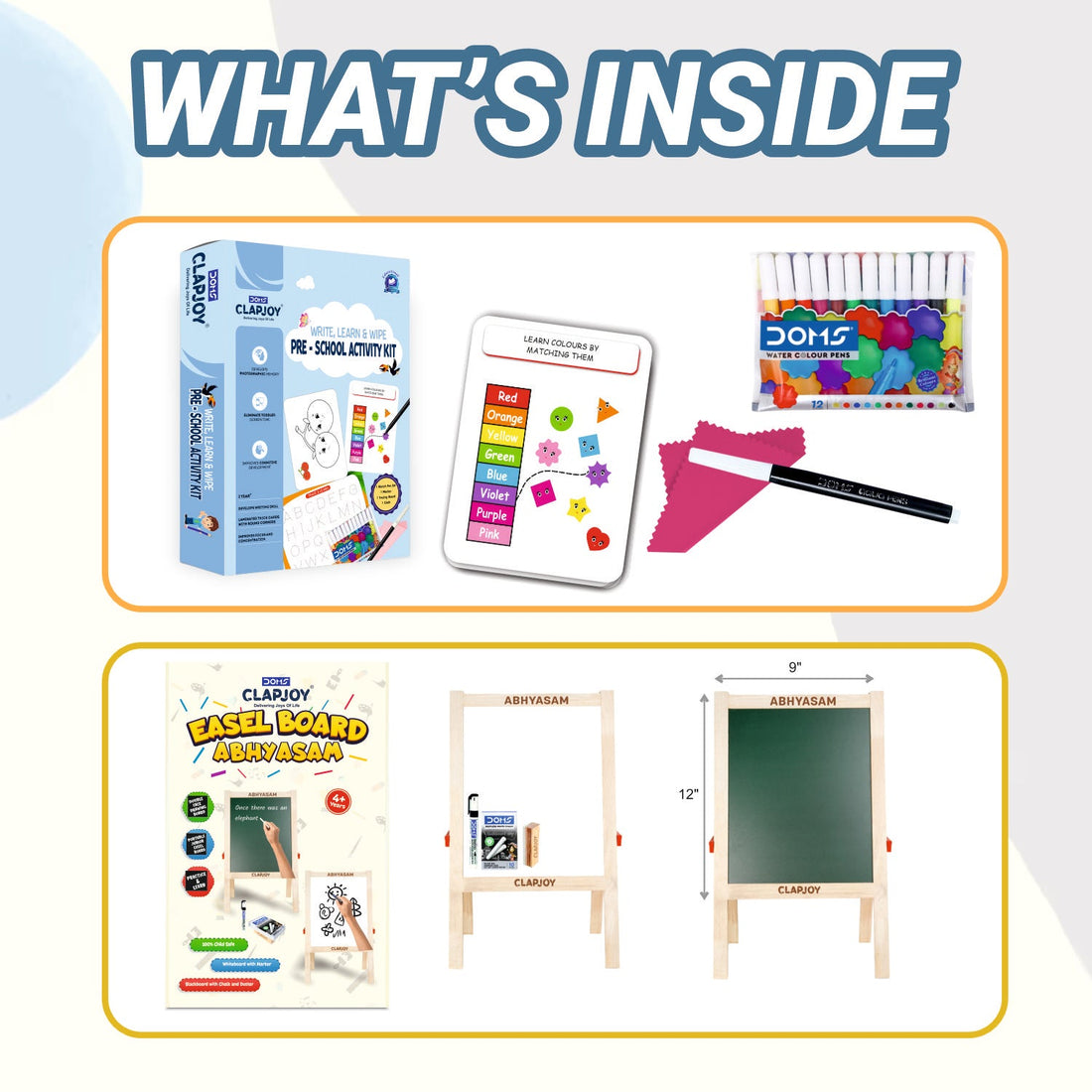 Abhyasam Easel Board & Pre-School Activity Kit Combo