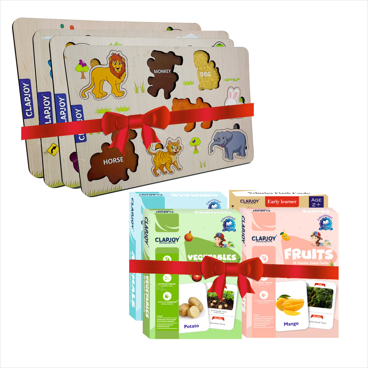 Wooden Learning Set | Flash Cards + Sorting Tray