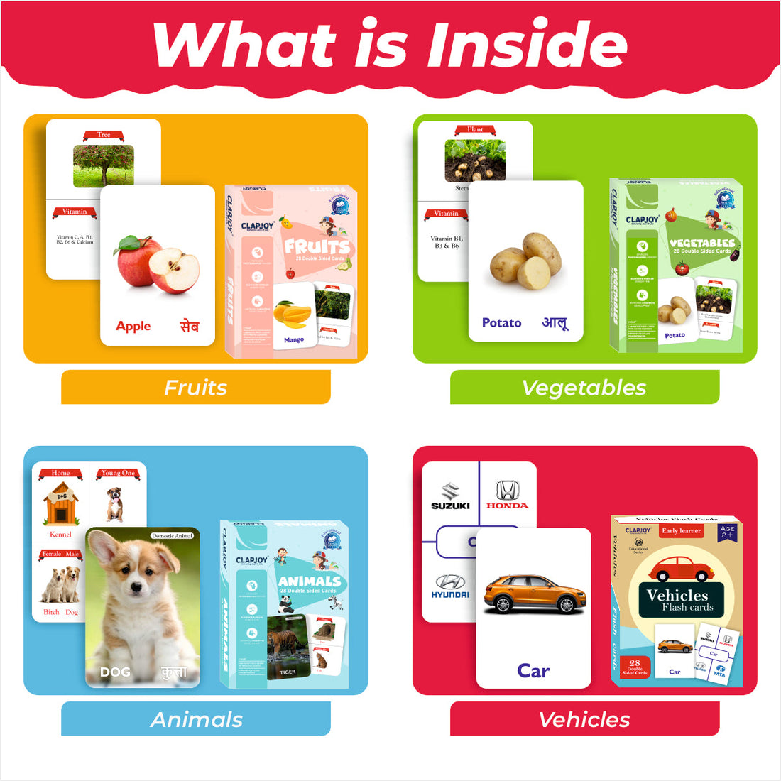 Wooden Learning Set | Flash Cards + Sorting Tray