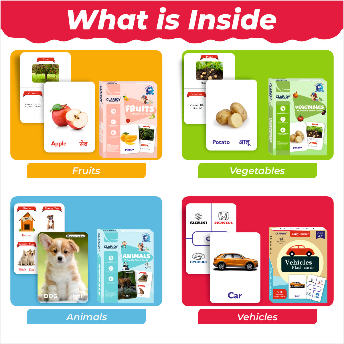Wooden Learning Set | Flash Cards + Sorting Tray