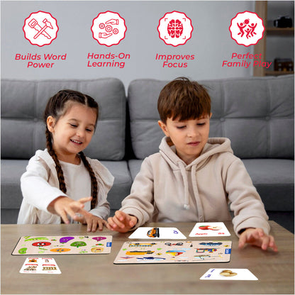 Wooden Learning Set | Flash Cards + Sorting Tray
