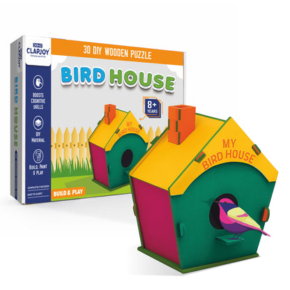 Bird House 3D DIY Wooden Puzzle, Build and Play, Boosts Cognitive Skills, for Ages 8+