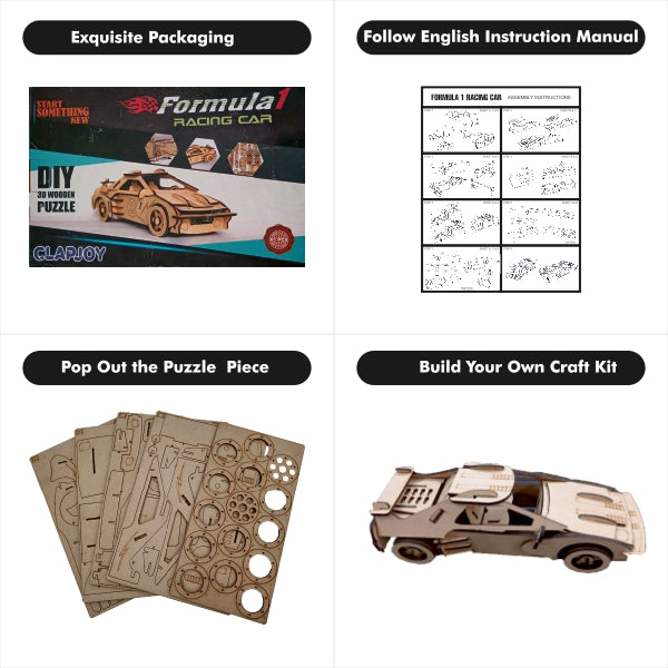 Wooden Car 3D Puzzle - Formula 1