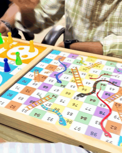 3-in-1 Wooden Slingo Game with Ludo & Snakes and Ladders | Family Board Game for Kids & Adults