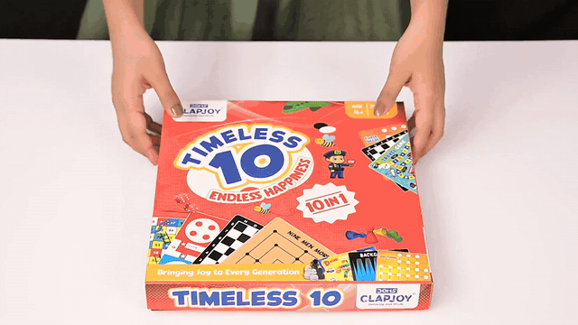 Timeless 10 Classic Family Board Games Gift Box Collection - Ludo, Chess, Snake ladder, Checkers and others