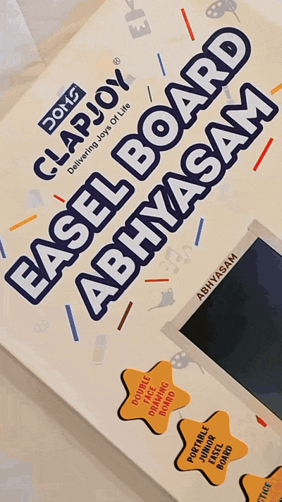 Abhyasam 2-in-1 Double-Sided Wooden Easel Board for Kids | Chalk, Duster & Marker Included | Age 3+