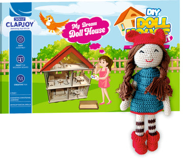 Crochet Doll and DIY Wooden Doll House Combo