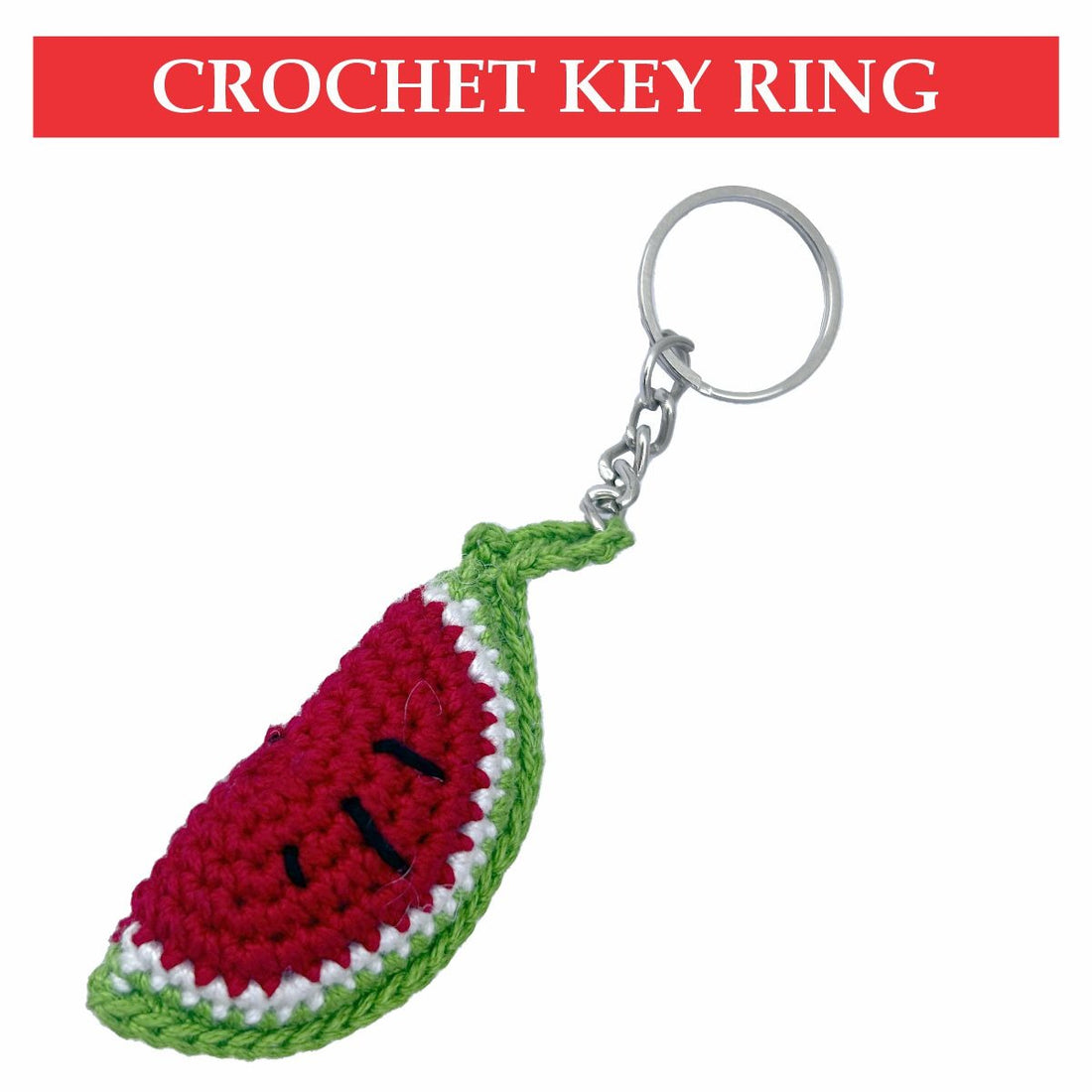 Handmade Watermelon Crochet Key Ring