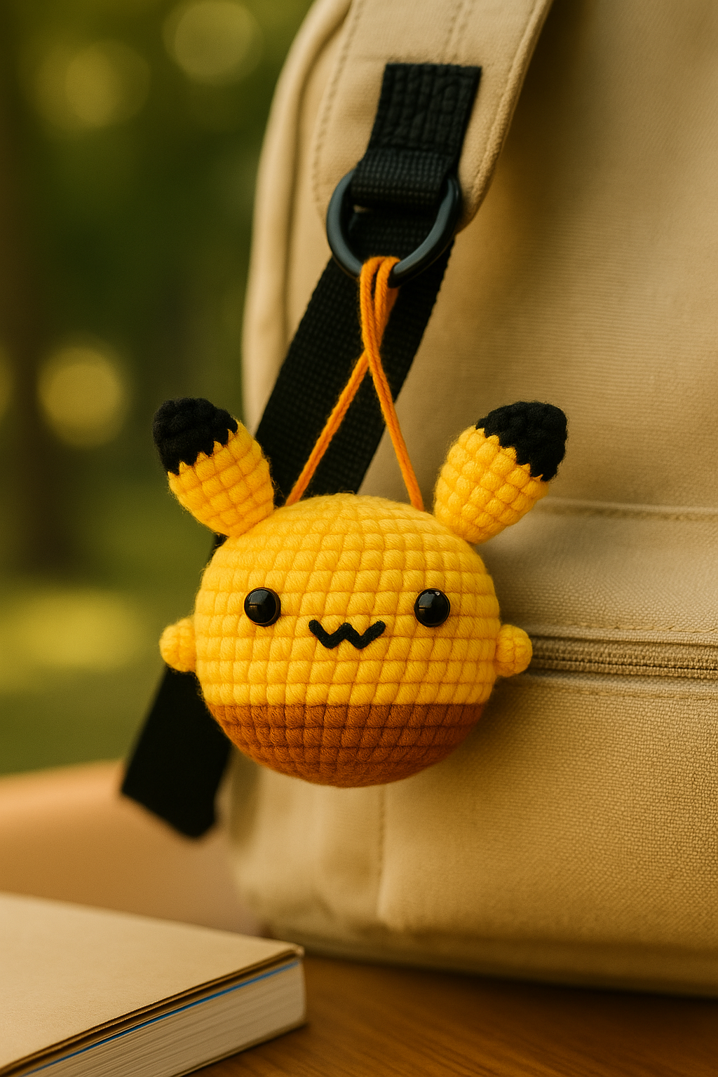 Handmade Crochet Pikachu Hanging | Cute Amigurumi Plush for Car Rearview Mirror | Kawaii Anime Decor for Kids, Gift for Pokémon Lovers