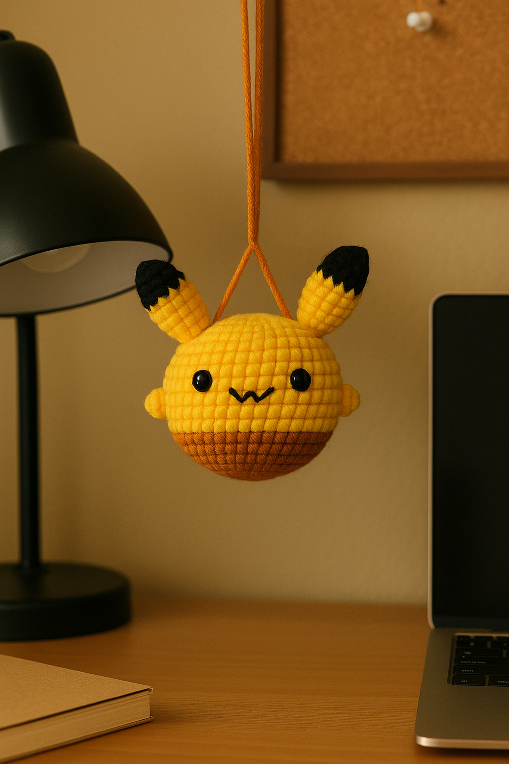 Handmade Crochet Pikachu Hanging | Cute Amigurumi Plush for Car Rearview Mirror | Kawaii Anime Decor for Kids, Gift for Pokémon Lovers