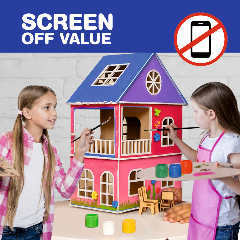 DIY Wooden Spinning Top & Doll House with Furniture