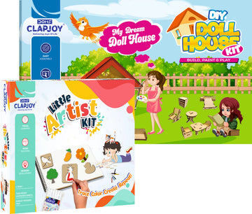 DIY Wooden Doll House & Little Artist Kit Combo