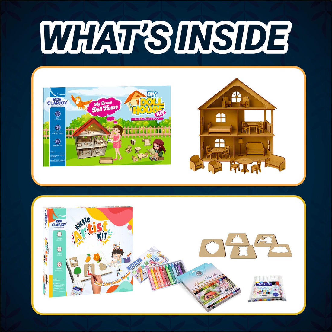 DIY Wooden Doll House & Little Artist Kit Combo