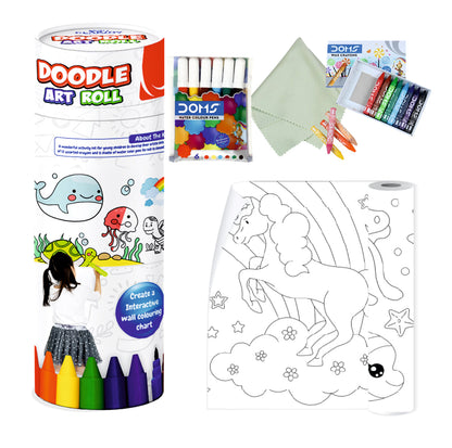 Reusable Doodle Art Roll – 2 Meter Coloring Roll with Watercolors, Crayons & Markers | Creative Wall Coloring Activity for Kids