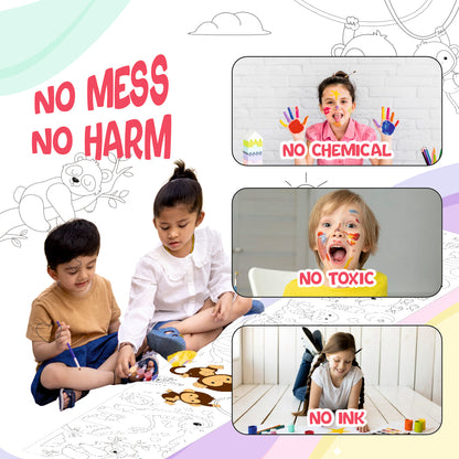 Reusable Doodle Art Roll – 2 Meter Coloring Roll with Watercolors, Crayons & Markers | Creative Wall Coloring Activity for Kids